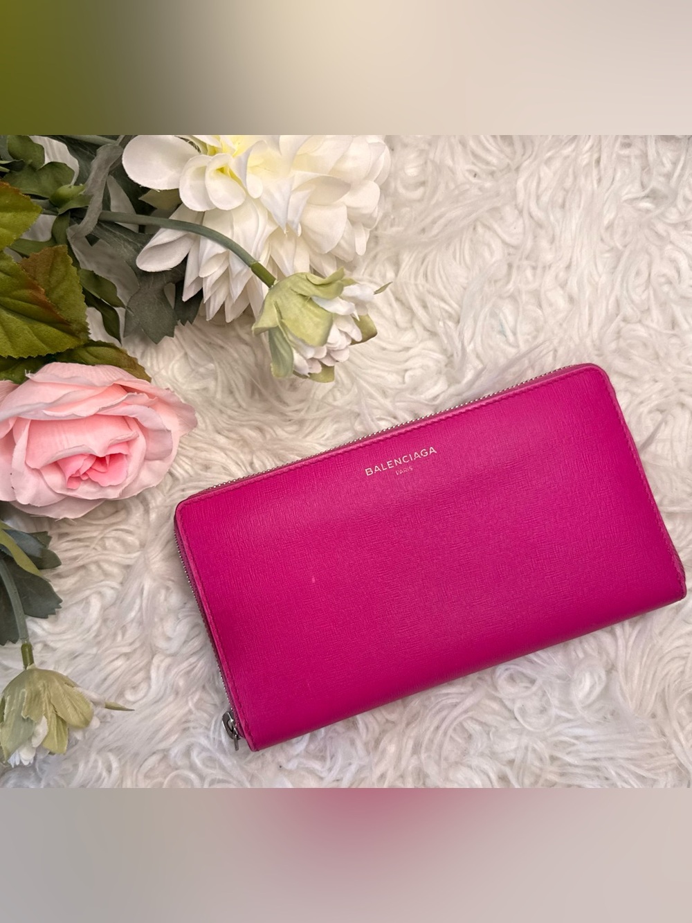 Vintage- Balenciaga Fuchsia Zip Wallet